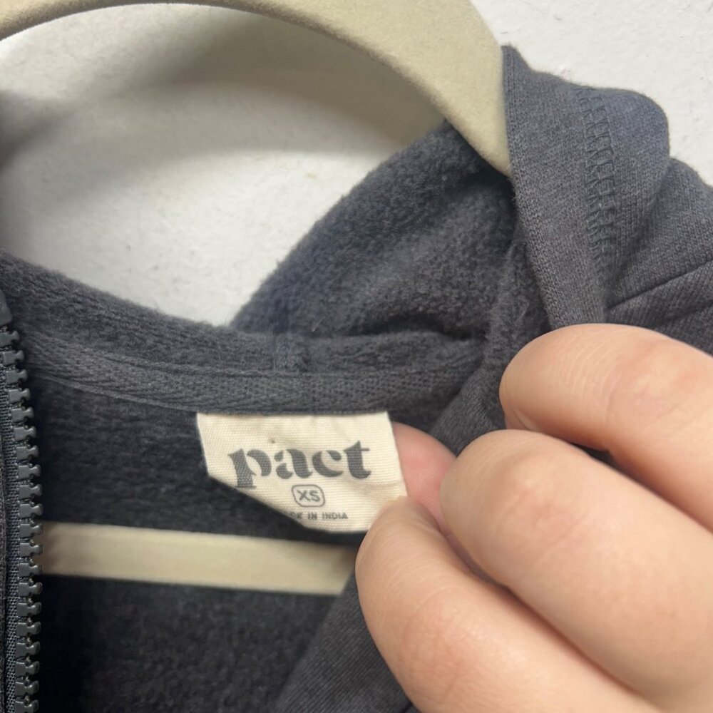 Organic Cotton Gray Zip-Up Hoodie By Pact XS - Picture 3 of 8